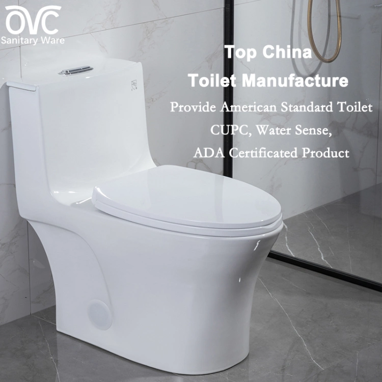 Cupc American Style Chinese Manufacturer Bathroom Wc Water Closet Sanitary Ware Ceramic Elongated Commode Siphonic Flush One Piece Toilet