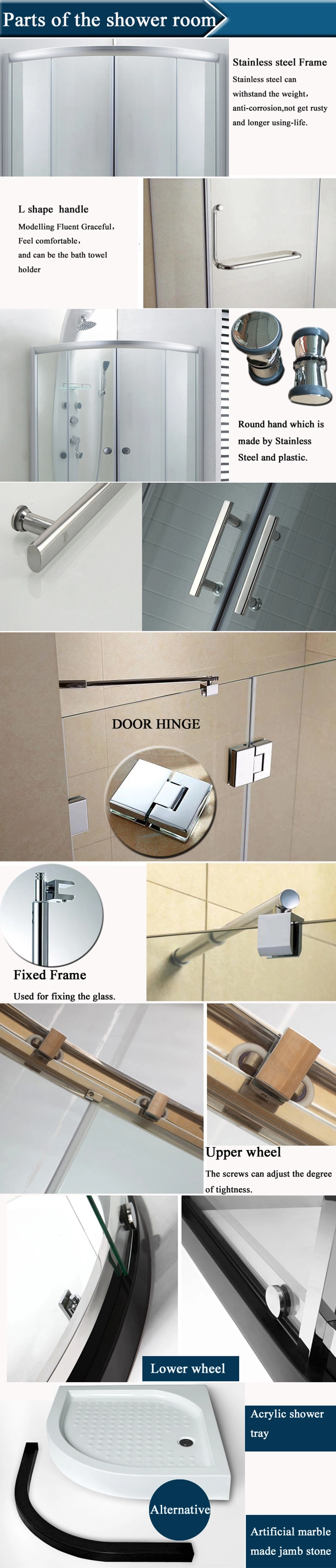 8mm 10mm Glass Hotel Bathroom Shower Box Shower Tall Shower Screen in Foshan