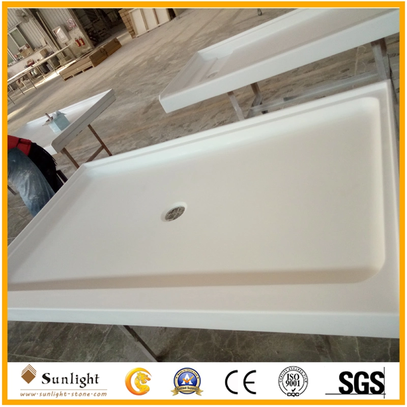 Ts-EV 3X8 Chevron Solid Surface White Cultured Marble Tub Surround Shower Wall Panel for American Hotel