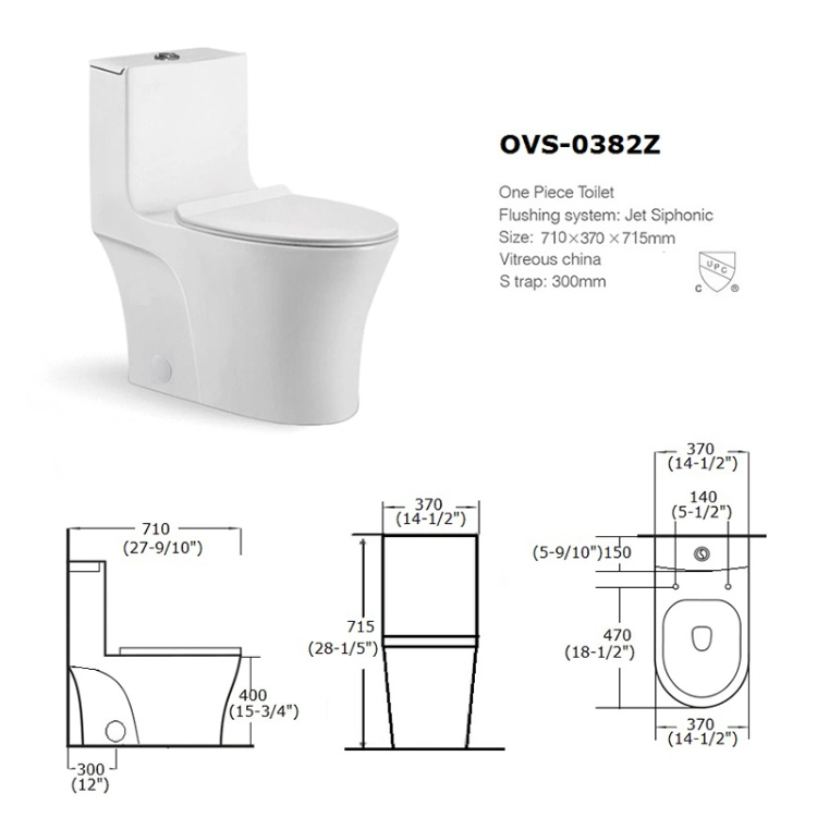 Cupc American Style Chinese Manufacturer Bathroom Wc Water Closet Sanitary Ware Ceramic Elongated Commode Siphonic Flush One Piece Toilet