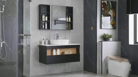 Badezimmermöbel aus Sperrholz mit Badezimmerspiegelschrank und Keramikwaschbecken